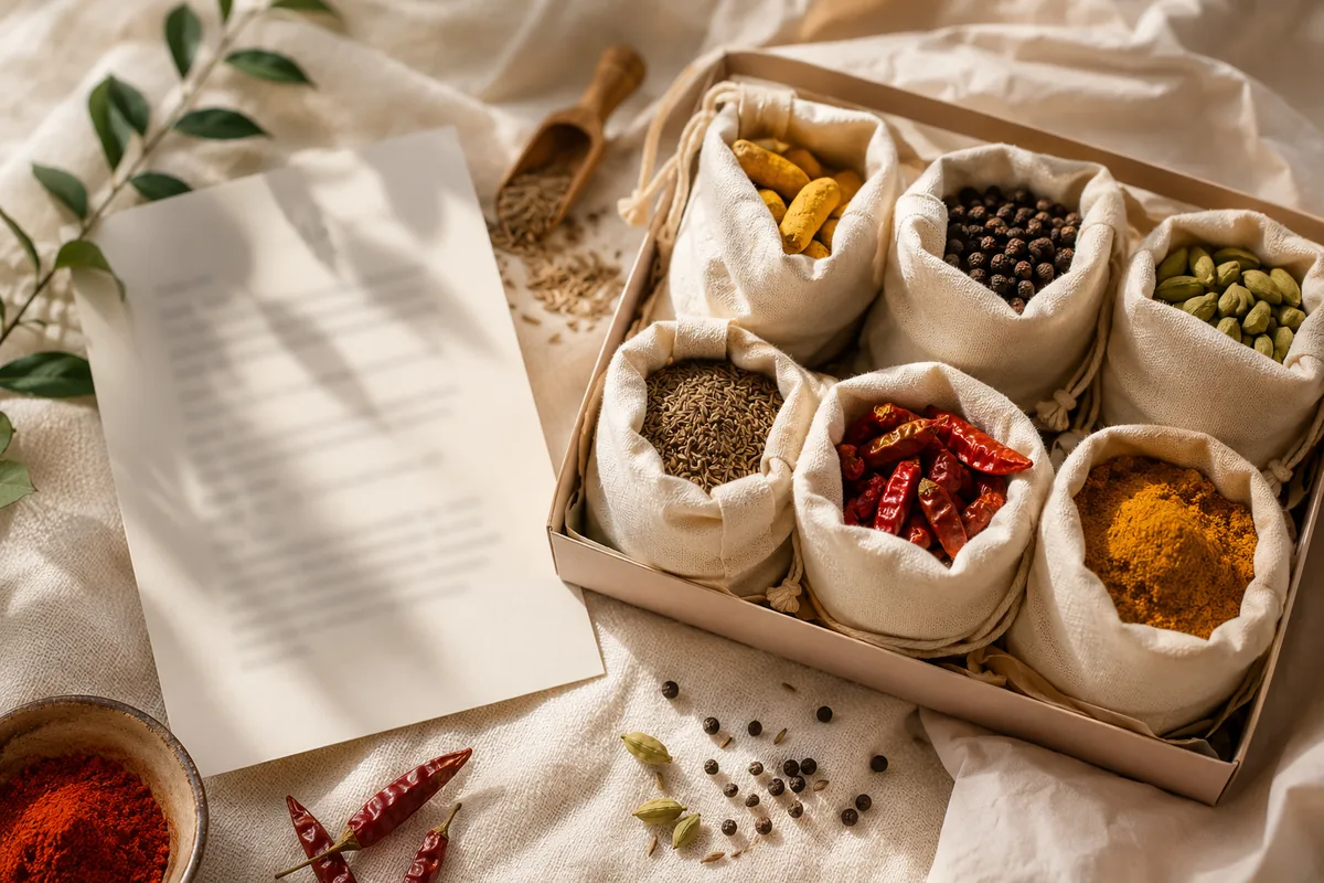 A spice sample kit ready to send
