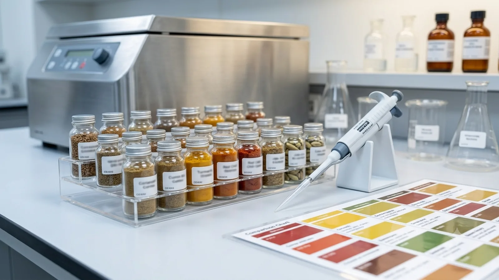 Spice samples in an accredited testing laboratory